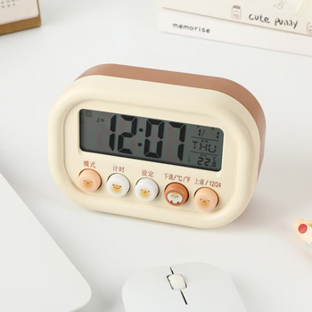 Будилник за бюро Snap – батериен, електронен механизъм, елипсовиден арков дисплей с цифри, ABS корпус