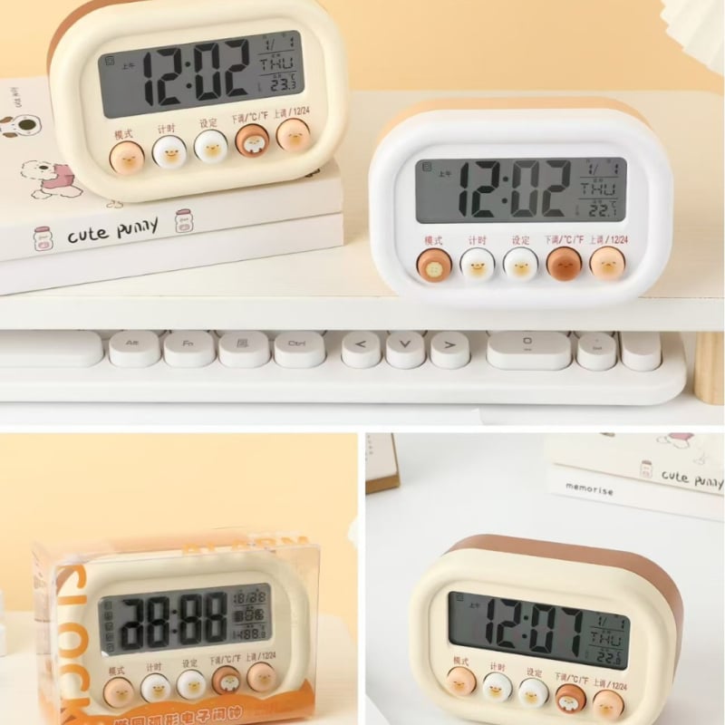 Будилник за бюро Snap – батериен, електронен механизъм, елипсовиден арков дисплей с цифри, ABS корпус