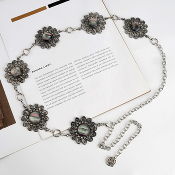 Метален талиев колан за жени, богемен ретро дизайн с големи цветя, есенно 2024 издание, персонализация налична