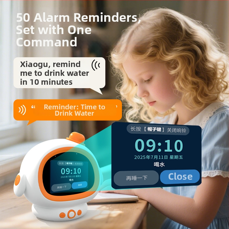 Будилник с AI за управление на времето за ученици от началното училище, презареждащ се, ABS корпус, ABS циферблат, сладък стил