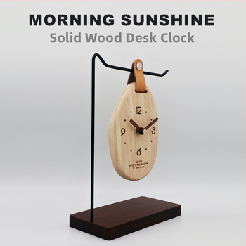 Настолен часовник Ak-g01s, масивно дърво, овална форма, механизъм с плавен ход на секундата, батерийно захранване, възможност за печат на лого