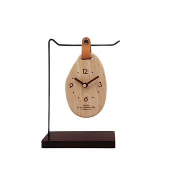 Настолен часовник Ak-g01s, масивно дърво, овална форма, механизъм с плавен ход на секундата, батерийно захранване, възможност за печат на лого