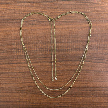 Талиева верижка от неръждаема стомана с 18K покритие, клип с кръст и топчеста верига, двойна геометрична бижу за тялото