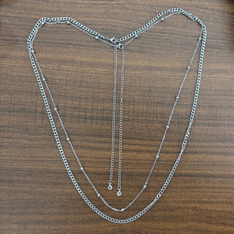 Талиева верижка от неръждаема стомана с 18K покритие, клип с кръст и топчеста верига, двойна геометрична бижу за тялото