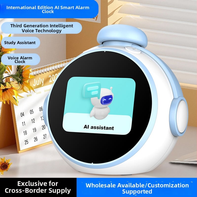AI интелигентен будилник за ученици с гласово управление и управление на времето, LCD числов дисплей, презареждаем захранване, електронно движение