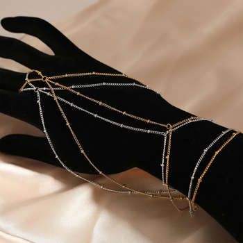 Дамски стоманен ръчен и телесен синджир с геометричен дизайн, електроплатина, модерен стил