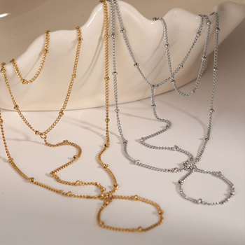 Дамски стоманен ръчен и телесен синджир с геометричен дизайн, електроплатина, модерен стил