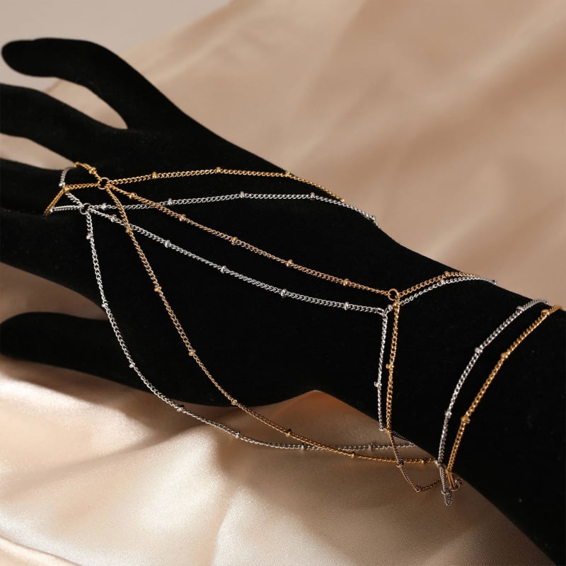 Дамски стоманен ръчен и телесен синджир с геометричен дизайн, електроплатина, модерен стил