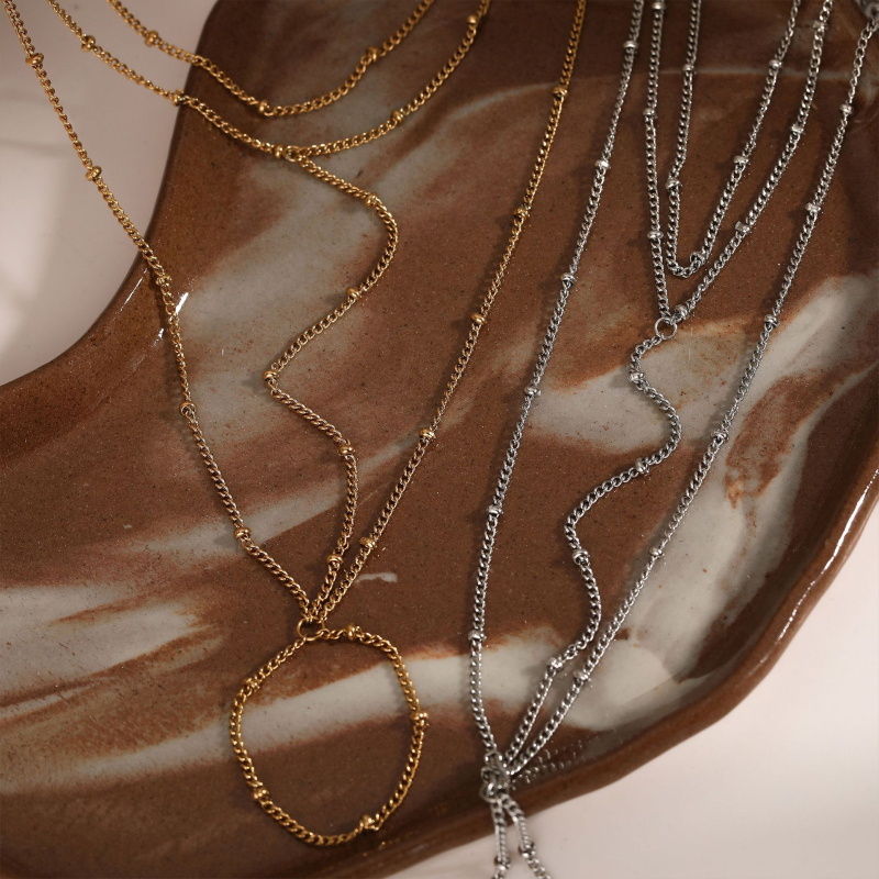 Дамски стоманен ръчен и телесен синджир с геометричен дизайн, електроплатина, модерен стил