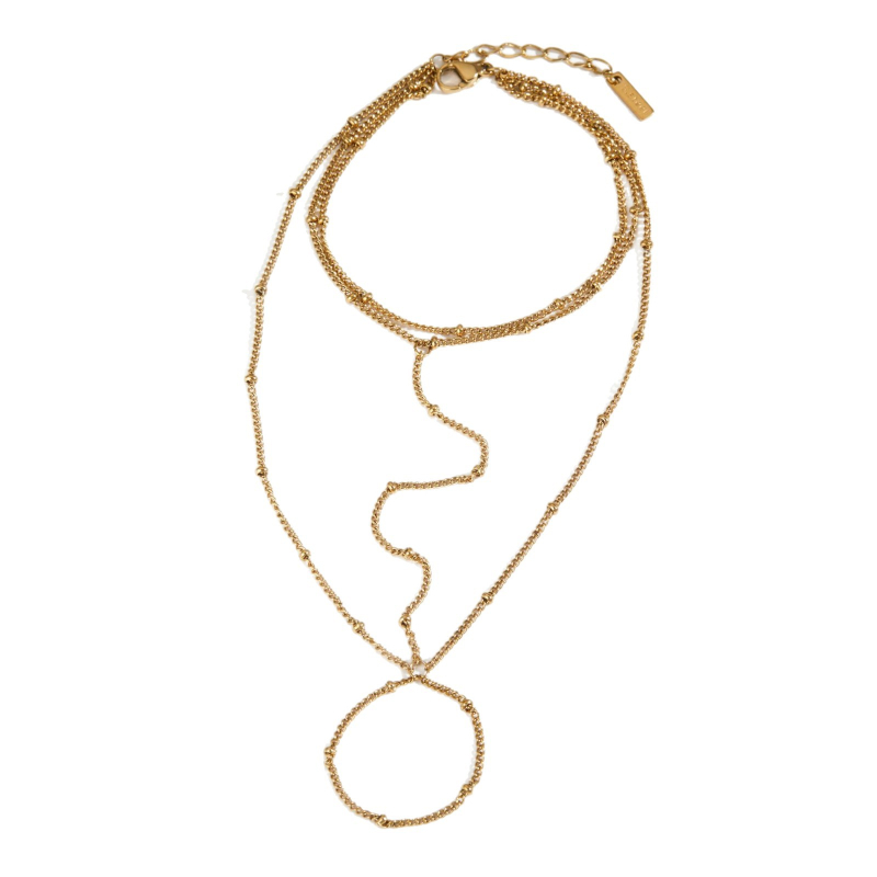 Дамски стоманен ръчен и телесен синджир с геометричен дизайн, електроплатина, модерен стил