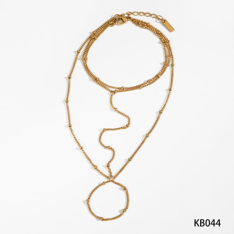 Дамски стоманен ръчен и телесен синджир с геометричен дизайн, електроплатина, модерен стил