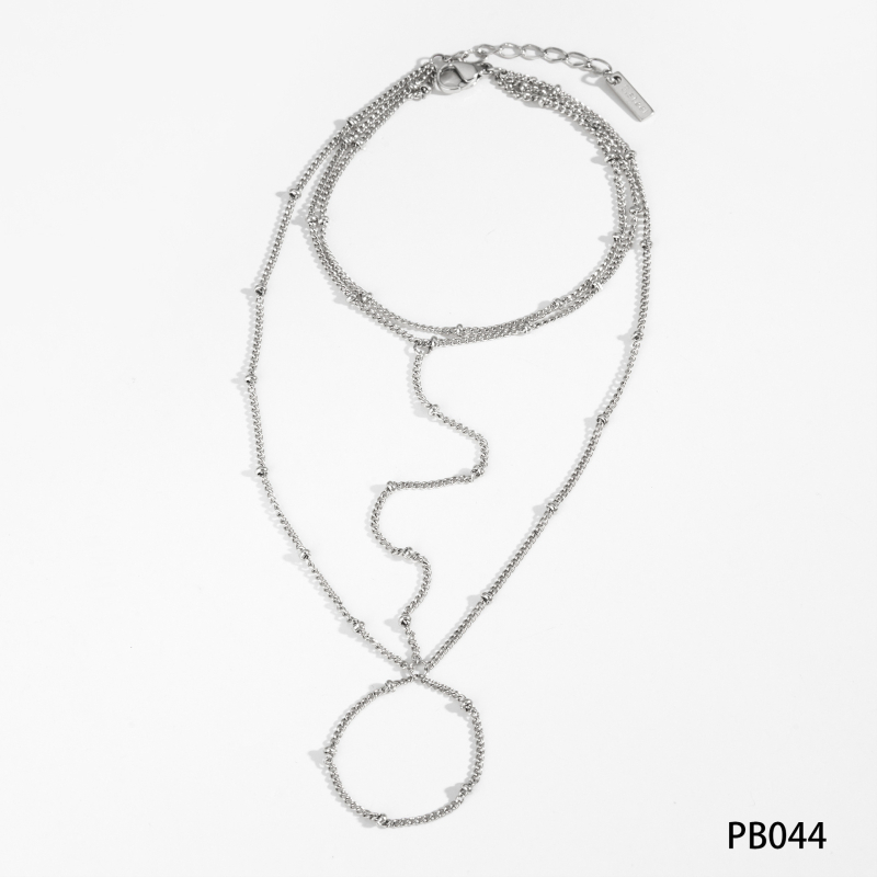 Дамски стоманен ръчен и телесен синджир с геометричен дизайн, електроплатина, модерен стил