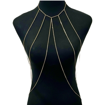 Женска многослойна пискюлна верига за тяло с куха метална верига за бюст, електроплакирана, капковидна форма