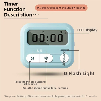 Morning light електронен таймер за обратно броене с цифров LED дисплей, батерийно захранване, пластмасов корпус