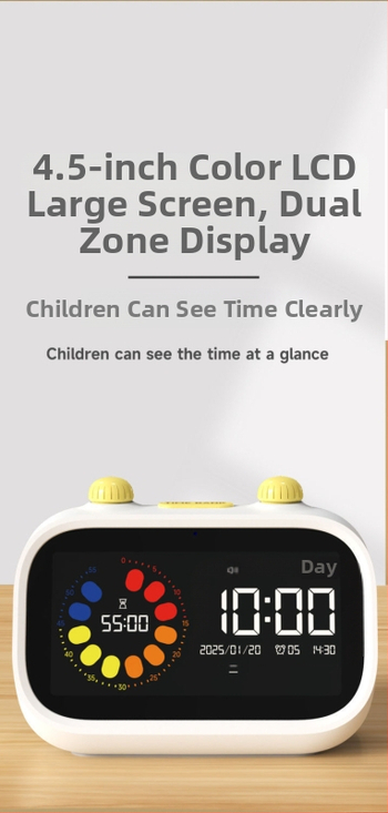 Часовник за деца — самостоятелен таймер за учене с обратно броене, презареждаем, циферблат от закалено стъкло, аналогов дисплей с показалка, ходов механизъм Little Busy Rabbit