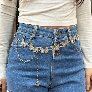 Метална верига за талия за жени, елегантен стил, дължина 100 см, ширина 3,5 см, единична кръгла верига