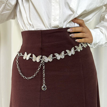 Метална верига за талия за жени, елегантен стил, дължина 100 см, ширина 3,5 см, единична кръгла верига