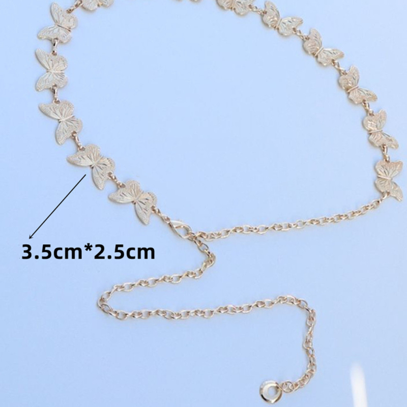 Метална верига за талия за жени, елегантен стил, дължина 100 см, ширина 3,5 см, единична кръгла верига