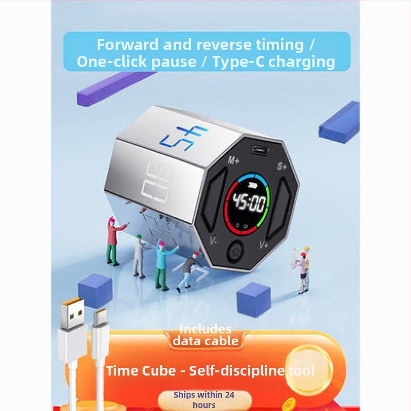 Кухненски таймер с метална обвивка, осмоъгълен дизайн и напомняне за самодисциплина за деца