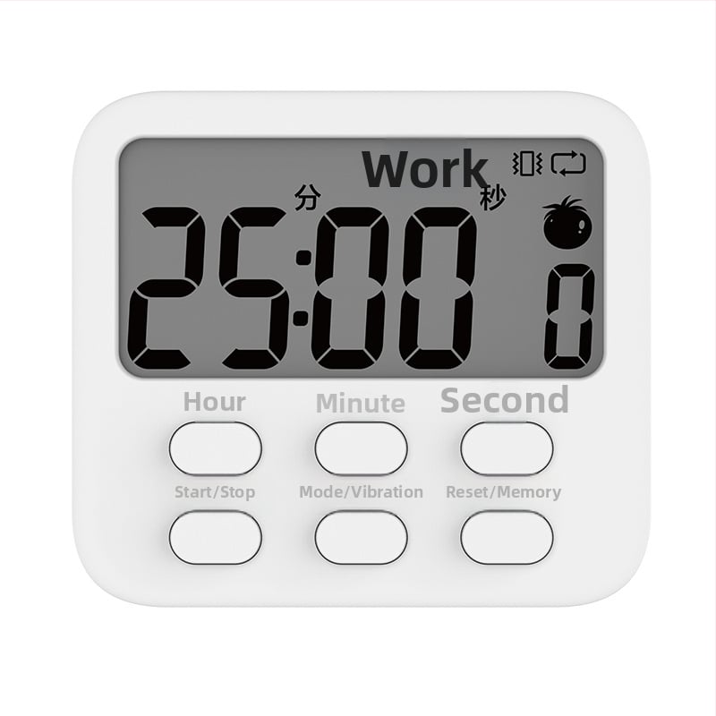 Електронен таймер с аларма, квадратен пластмасов корпус, батерийно захранване, за учене и кухня