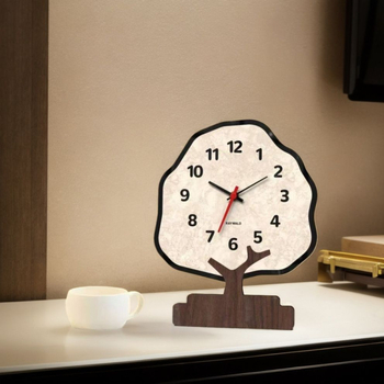 Настолен часовник - едностранен, тих кварцов часовник, захранване с батерии, циферблат от смола, прост и модерен дизайн, Денежно дърво