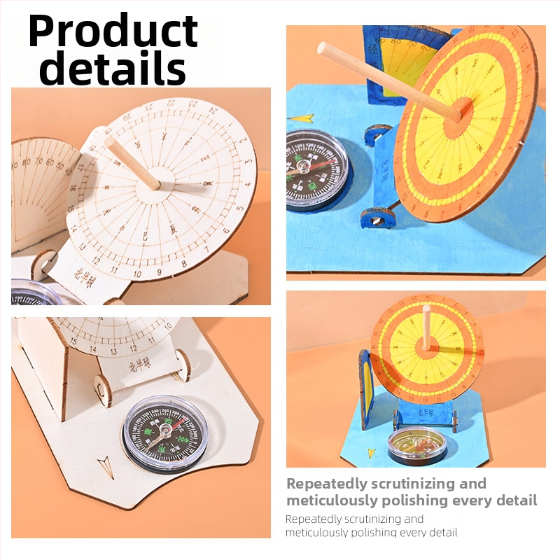 Puidust päikesekellade mudel, DIY teaduslik mänguasi 7–14-aastastele, bränd Zhe chan, OEM logo