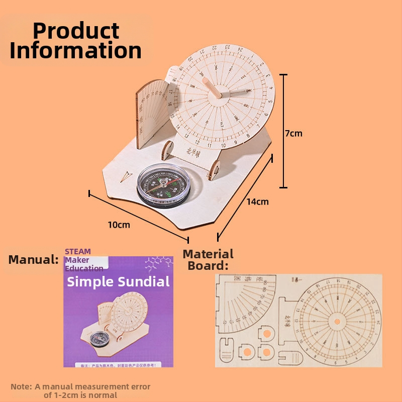 Puidust päikesekellade mudel, DIY teaduslik mänguasi 7–14-aastastele, bränd Zhe chan, OEM logo