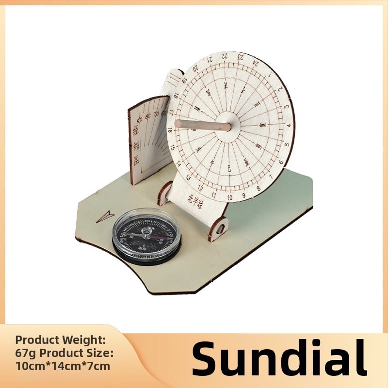 Слънчев часовник модел — дървена DIY научна играчка за деца 7–14 години, марка Zhe chan, OEM лого