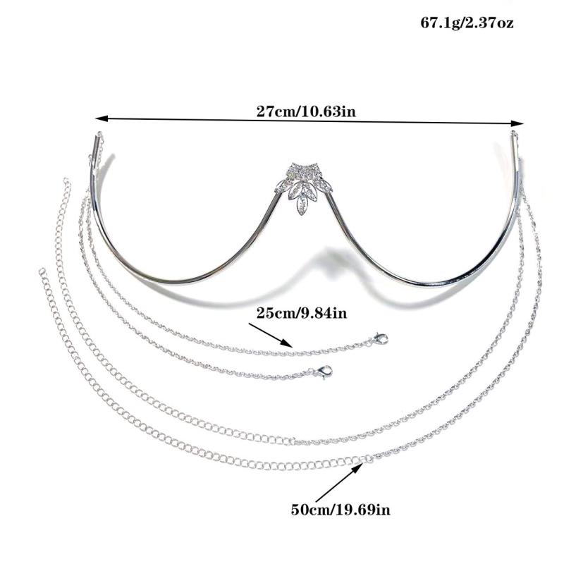 Женска верига за тяло с кристали, листовиден дизайн, електроплакирана неръждаема стомана