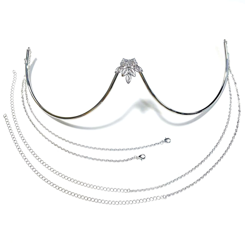 Женска верига за тяло с кристали, листовиден дизайн, електроплакирана неръждаема стомана