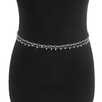 Колан за талия с двойна верига за жени, железен материал, дължина 120 cm, индивидуален стил