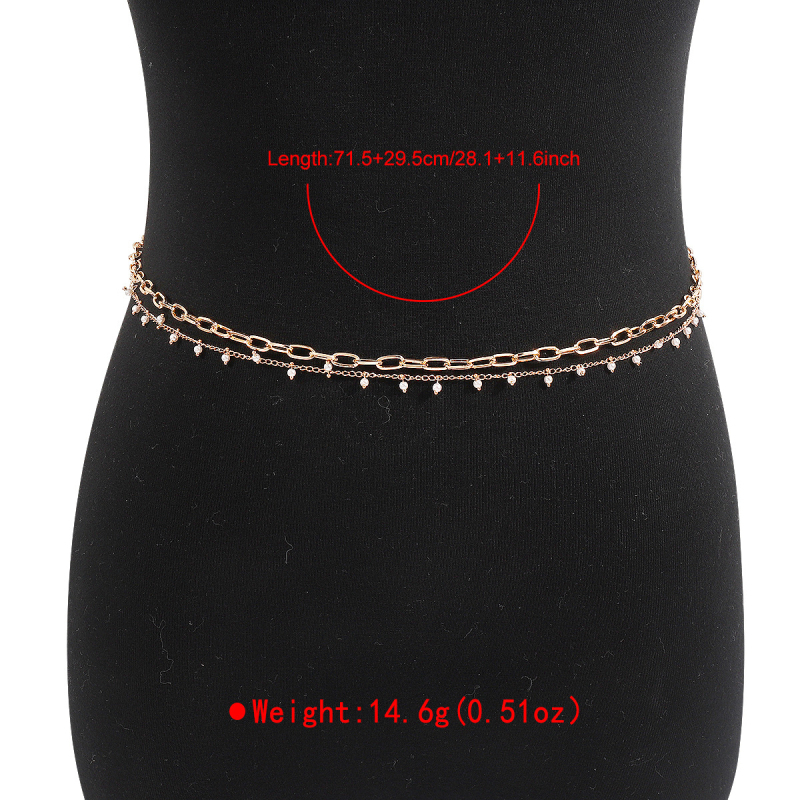 Колан за талия с двойна верига за жени, железен материал, дължина 120 cm, индивидуален стил