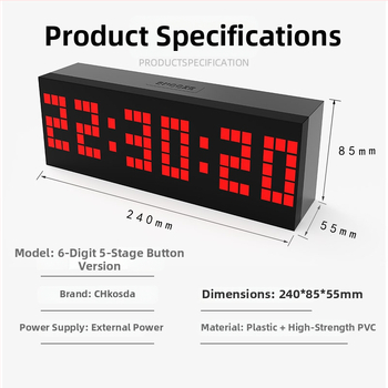 LED цифров будилник с таймер за обратно броене, термометър, календар и осветление