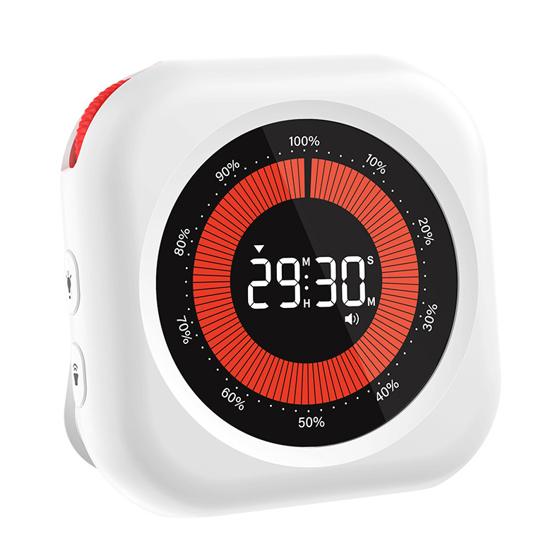 Визуален таймер за учене на ученици, таймер за самодисциплина, кръгъл корпус (електронно движение, LCD дисплей, хронограф, батерийно захранване)