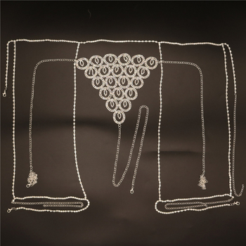 Дамска талиева верига с rhinestone, кръгъл диамантен дизайн, луксозна талиева верига за бански, дължина 115 cm, ширина 0.5 cm, етно стил