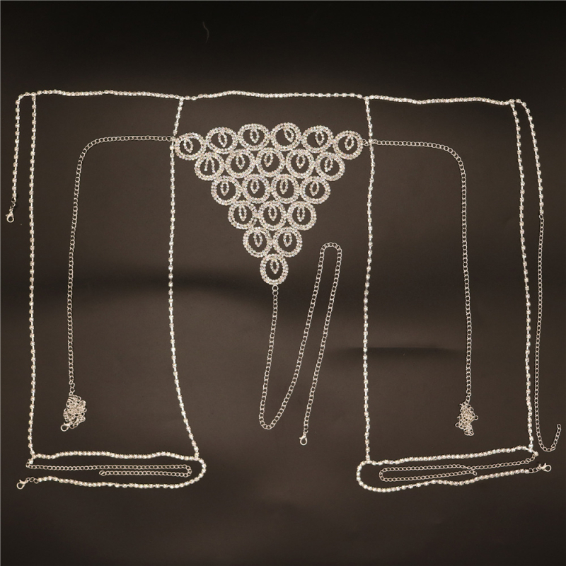 Дамска талиева верига с rhinestone, кръгъл диамантен дизайн, луксозна талиева верига за бански, дължина 115 cm, ширина 0.5 cm, етно стил