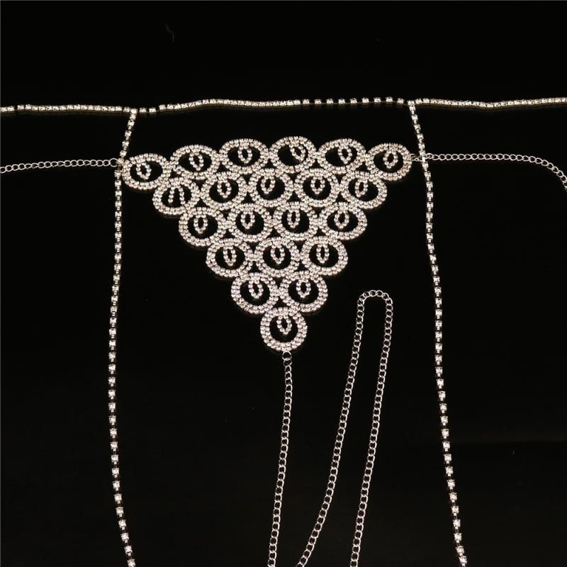 Дамска талиева верига с rhinestone, кръгъл диамантен дизайн, луксозна талиева верига за бански, дължина 115 cm, ширина 0.5 cm, етно стил