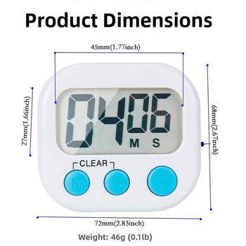 Електронен таймер за тренировки и грижа за външния вид с превключвател, LED дисплей, пластмасов корпус, захранване от батерии, хронограф