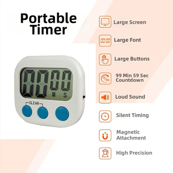 Електронен таймер за тренировки и грижа за външния вид с превключвател, LED дисплей, пластмасов корпус, захранване от батерии, хронограф
