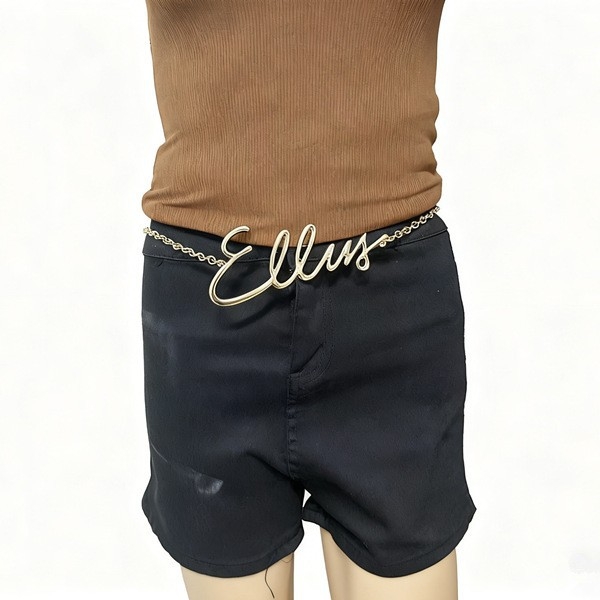 Женска талия верига - двойна метална верига с дизайн на букви, дължина под 60 см