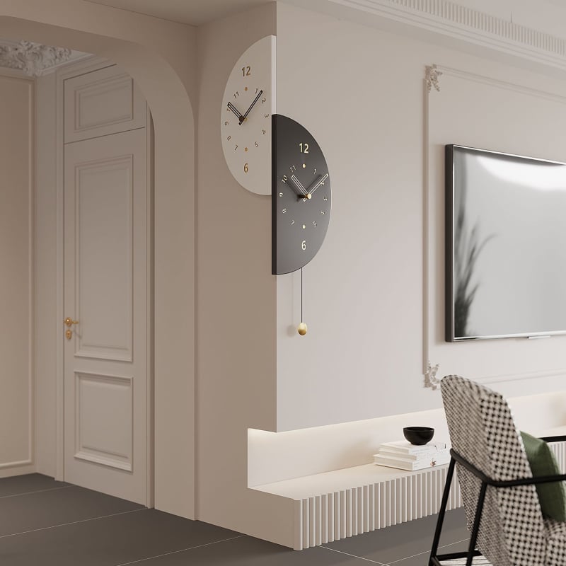 Стенно часовник - двустранен, с плавно движение на секундите, батериен, метален корпус