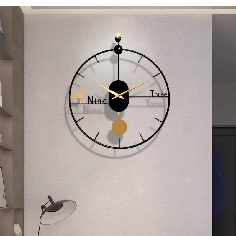 Nástenné hodiny – kruhový rám z železného umenia, batériový quartz pohyb, možnosť potlače loga, jednoduchý dizajn pre obývaciu izbu