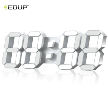 Стенен часовник с LED дигитален дисплей, термометър и влагомер, вечен календар с месец, 24-часово показване, батерийно електронно движение