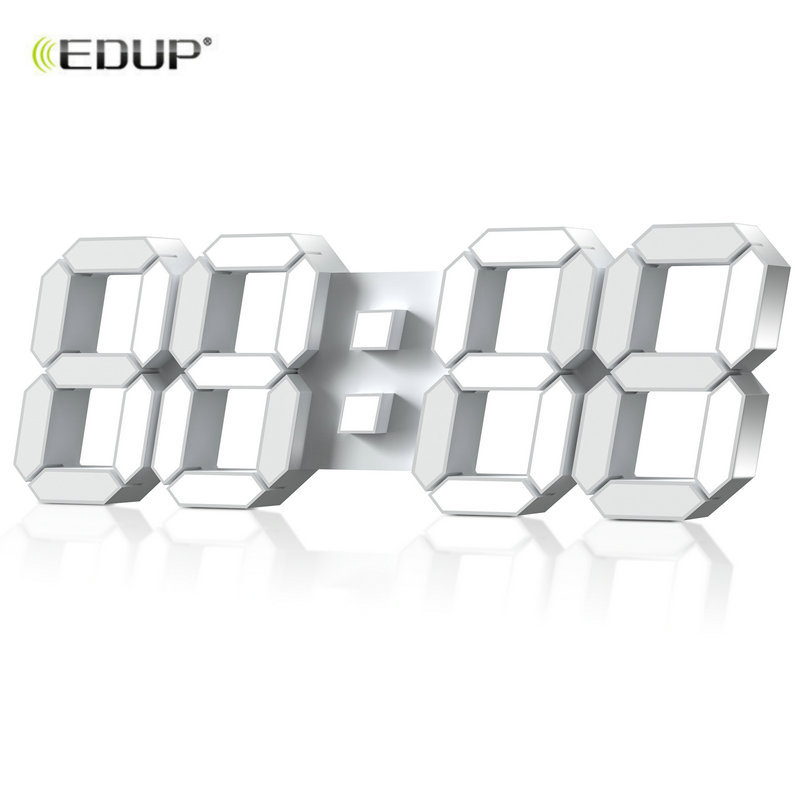 Стенен часовник с LED дигитален дисплей, термометър и влагомер, вечен календар с месец, 24-часово показване, батерийно електронно движение