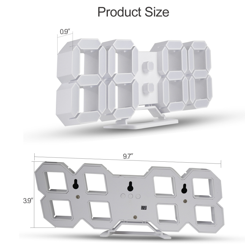 Стенен часовник с LED дигитален дисплей, термометър и влагомер, вечен календар с месец, 24-часово показване, батерийно електронно движение