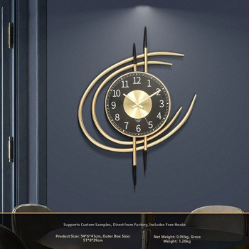 Стенен часовник в скандинавски стил, кръгъл, аналогов дисплей с плавна работа на секундната стрелка, захранван от батерия, метален корпус и кварцово стъкло