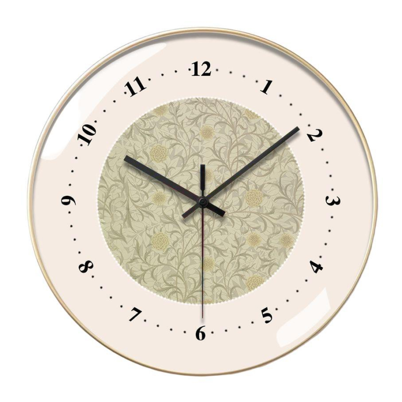 Стилен стенен часовник с френски антикварен мотив, механично движение, захранване с батерия, метален циферблат