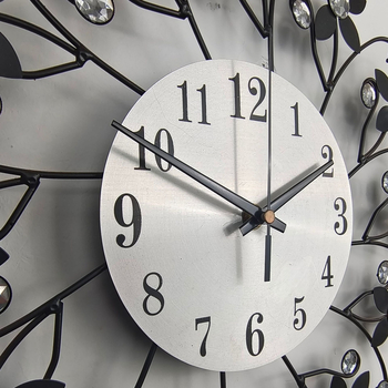 Стенен часовник от метал, кръгъл корпус, кварцов механизъм, модел H91, 24-часово показване, прозрачно Plexiglas покритие