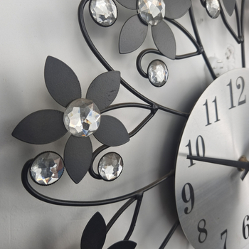 Стенен часовник от метал, кръгъл корпус, кварцов механизъм, модел H91, 24-часово показване, прозрачно Plexiglas покритие