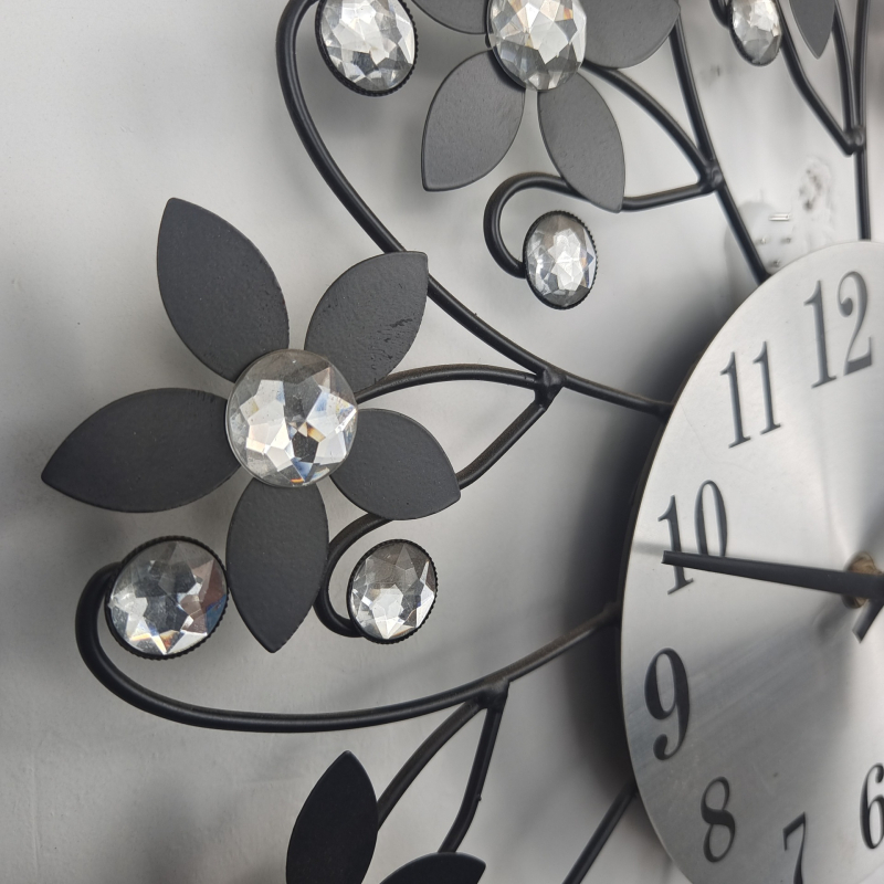 Стенен часовник от метал, кръгъл корпус, кварцов механизъм, модел H91, 24-часово показване, прозрачно Plexiglas покритие